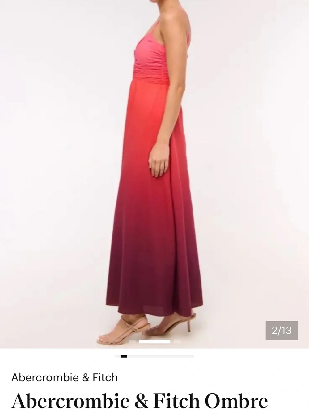 Abercrombie & Fitch Pink to Burgundy Ombre Spaghetti Strap Maxi Dress